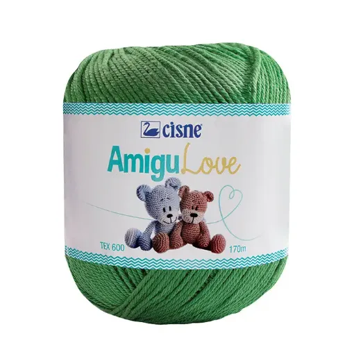 Imagen de Hilo de algodon crochet Amigulove CISNE TEX600 100gr.=170mts color Verde 00245