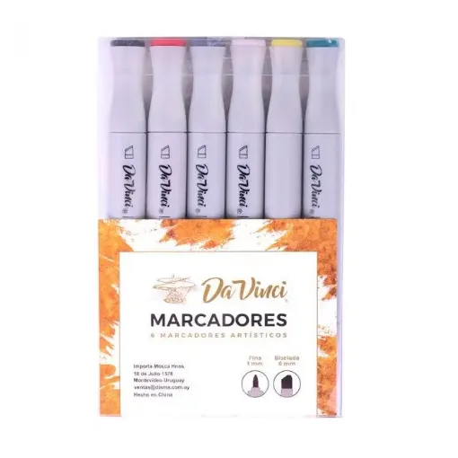 Imagen de Marcadores DA VINCI alcohol doble punta Sketch Marker set de 6 colores primarios