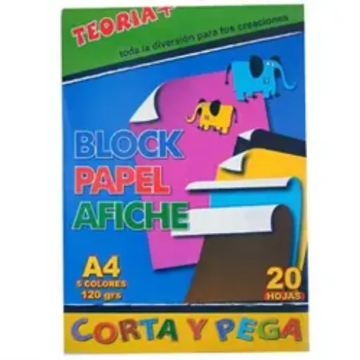 Imagen de Block de papel afiche de colores TEORIA 20 hojas de 120grs.