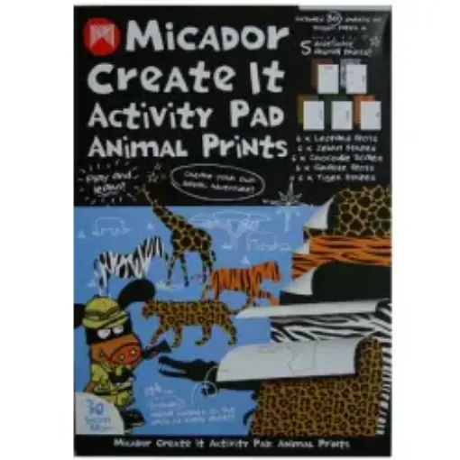 Imagen de Block de arte creativo TEORIA Animal Print A4 30 hojas de 5 colores diferentes