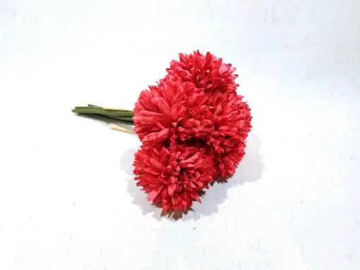 Imagen de Atado de flores artificiales Crisantemos con 6 varas de 20cms color Rojo