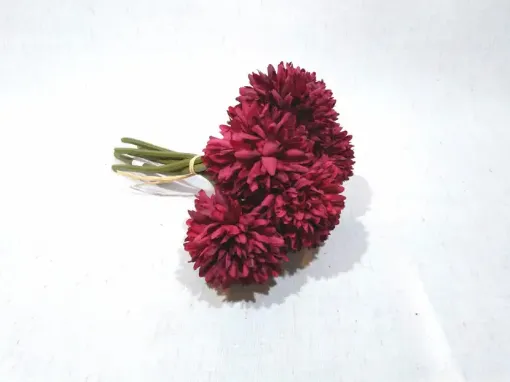 Imagen de Atado de flores artificiales Crisantemos con 6 varas de 20cms color Bordeaux
