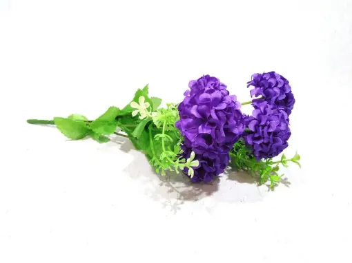 Imagen de Ramo de mini bola tipo claveles artificiales *7 flores color violeta