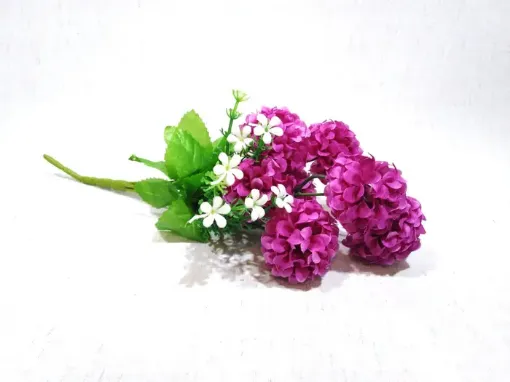 Imagen de Ramo de mini bola tipo claveles artificiales *7 flores color bordeaux