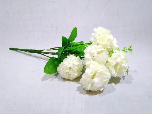 Imagen de Ramo de mini bola tipo claveles artificiales *7 flores color blanco