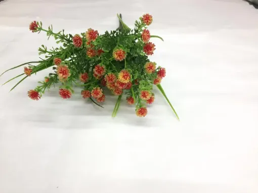 Imagen de Ramo de mini flor artificiales con pasto color naranja