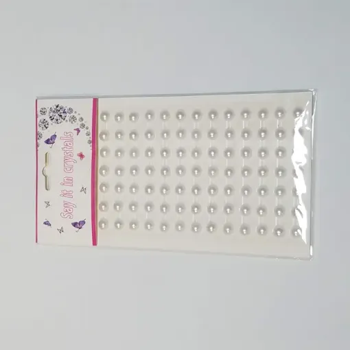 Imagen de Sticker SAY IT IN CRYSTALS Media perlas de 8mm 91 unidades color blanco