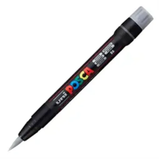 Imagen de Marcador tinta pigmentada punta de pincel UNI POSCA PCF-350 trazo 1-10mm color PLATEADO