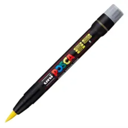 Imagen de Marcador tinta pigmentada punta de pincel UNI POSCA PCF-350 trazo 1-10mm color AMARILLO 