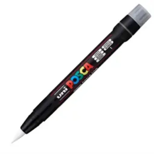 Imagen de Marcador tinta pigmentada punta de pincel UNI POSCA PCF-350 trazo 1-10mm color BLANCO