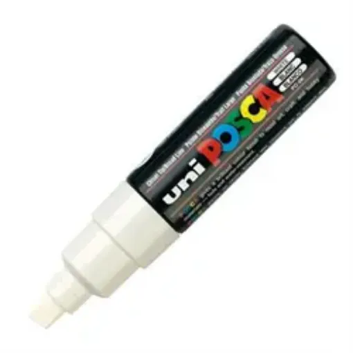 Imagen de Marcador de tinta pigmentada a base de agua UNI POSCA trazo Grueso 8mm PC-8K color BLANCO 100