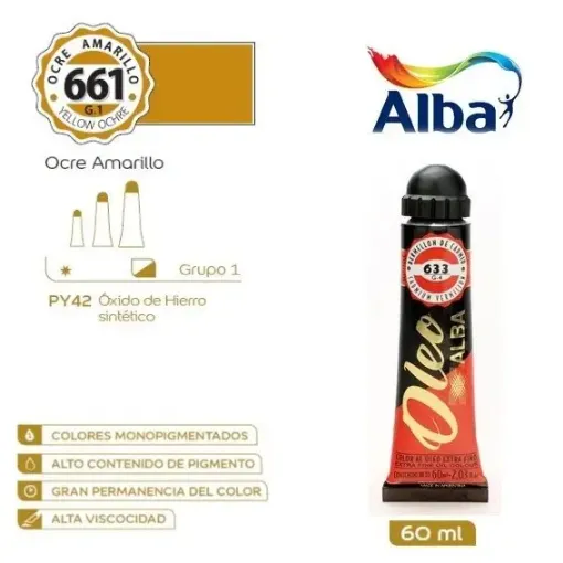 Imagen de Oleo profesional extra fino ALBA de 18ml grupo 1 color 661 Ocre Amarillo
