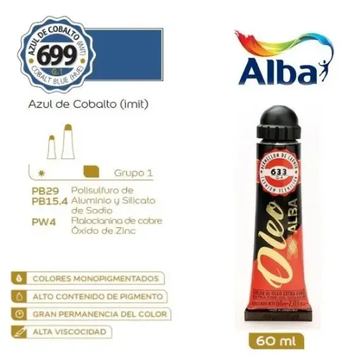 Imagen de Oleo profesional extra fino ALBA de 18ml grupo 1 color 699 Azul Cobalto