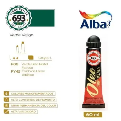 Imagen de Oleo profesional extra fino ALBA de 18ml grupo 1 color 693 Verde Vejiga