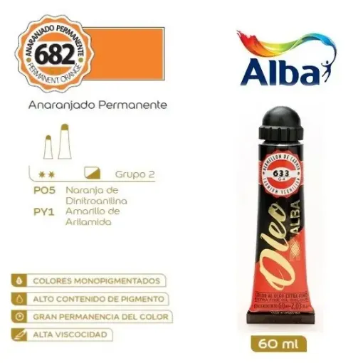 Imagen de Oleo profesional extra fino ALBA de 18ml grupo 2 color 682 Anaranjado Permanente