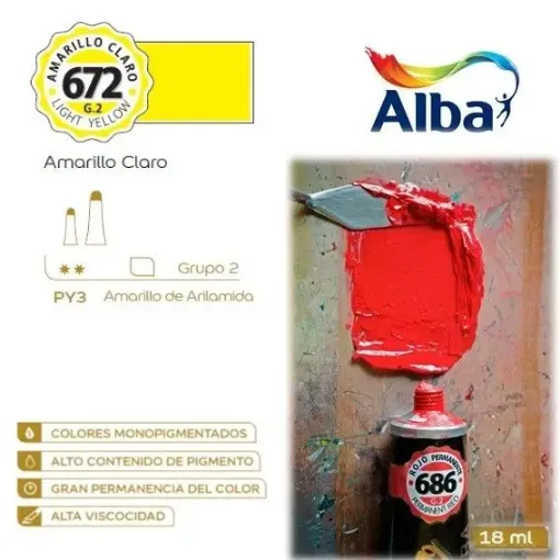 Imagen de Oleo profesional extra fino ALBA de 18ml grupo 2 color 672 Amarillo Claro