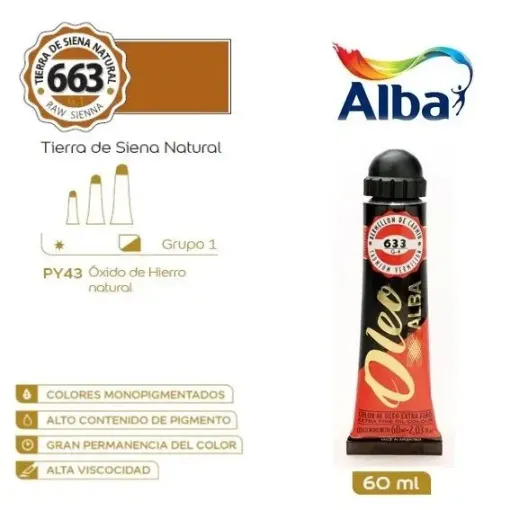 Imagen de Oleo profesional extra fino ALBA de 18ml grupo 1 color 663 Tierra de Siena Natural