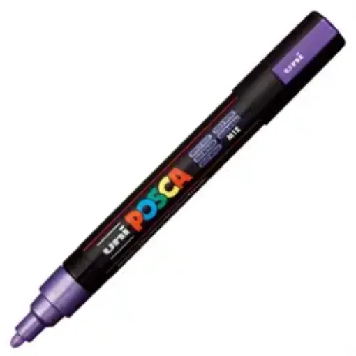 Imagen de Marcador de tinta pigmentada a base de agua UNI POSCA trazo medio 1.8a2.5 PC-5M color VIOLETA METALIZADO