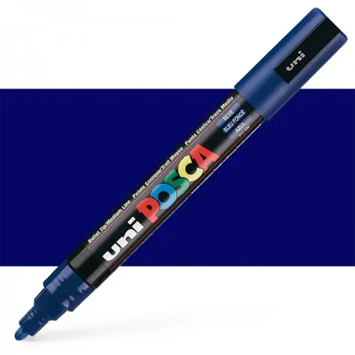 Imagen de Marcador de tinta pigmentada a base de agua UNI POSCA trazo medio 1.8 a 2.5mm. PC-5M color AZUL