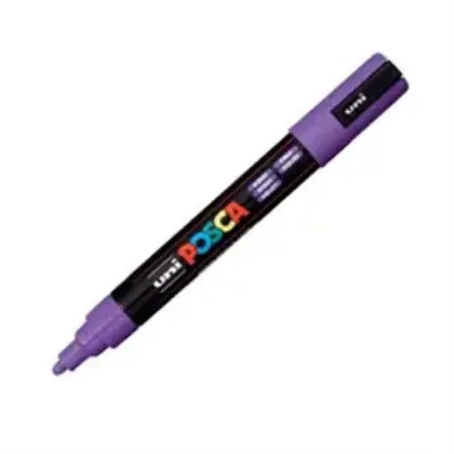 Imagen de Marcador de tinta pigmentada a base de agua UNI POSCA trazo medio 1.8 a 2.5mm. PC-5M color VIOLETA 59