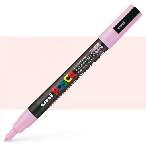 Imagen de Marcador de tinta pigmentada a base de agua UNI POSCA trazo fino 0.9 a 1.3mms PC-3M color ROSA PASTEL .