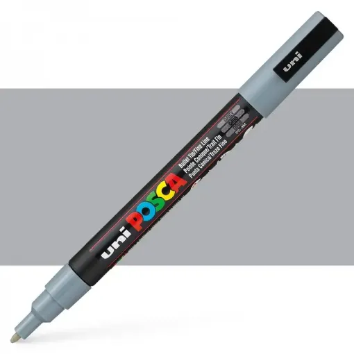 Imagen de Marcador de tinta pigmentada a base de agua UNI POSCA trazo fino 0.9 a 1.3mms PC-3M color GRIS 