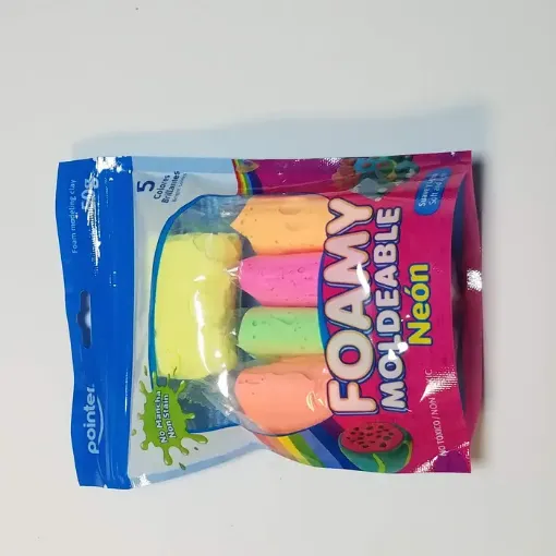 Imagen de Foamy moldeable POINTER en paquete con 5 colores neon de 50grs