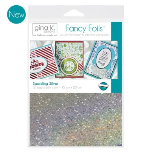 Imagen de Fancy Foils "GINA K DESIGN" paquete de 12 hojas de 15x20cms Color Sparkling Silver