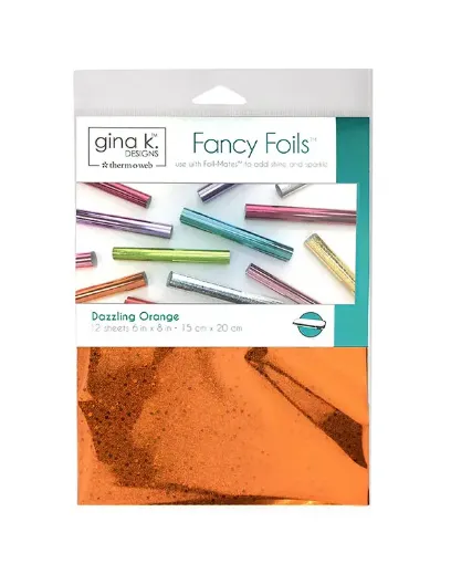 Imagen de Fancy Foils "GINA K DESIGN" paquete de 12 hojas de 15x20cms Color Dazzling Orange