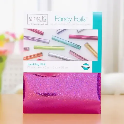Imagen de Fancy Foils "GINA K DESIGN" paquete de 12 hojas de 15x20cms Color Twinkling Pink