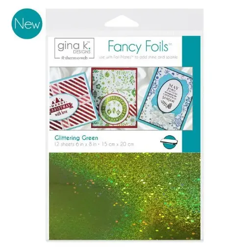 Imagen de Fancy Foils "GINA K DESIGN" paquete de 12 hojas de 15x20cms Color Glittering Green