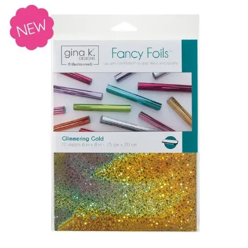 Imagen de Fancy Foils "GINA K DESIGN" paquete de 12 hojas de 15x20cms Color Glimmering Gold