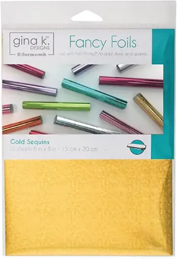 Imagen de Fancy Foils "GINA K DESIGN" paquete de 12 hojas de 15x20cms Color Gold Sequins