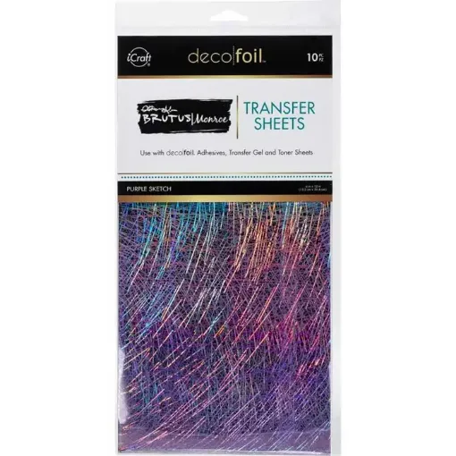 Imagen de Deco Foil Transfer Sheets "ICRAFT" paquete con 10 hojas de 15.2x30.4cms modelo Purple Sketch