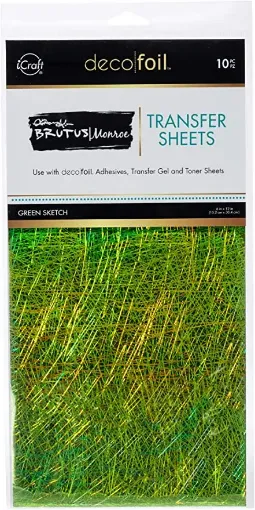 Imagen de Deco Foil Transfer Sheets "ICRAFT" paquete con 10 hojas de 15.2x30.4cms modelo Green Sketch