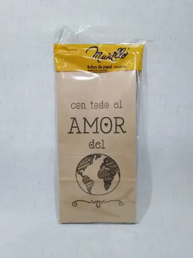 Imagen de Bolsa de papel kraft para cotillon de 24*12*7cms. *10 unidades modelo Con todo el amor 