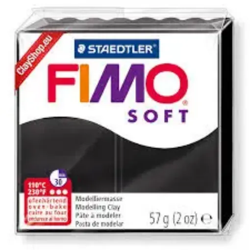 Imagen de Arcilla polimerica pasta de modelar FIMO Soft *57grs color 9 Negro Black 