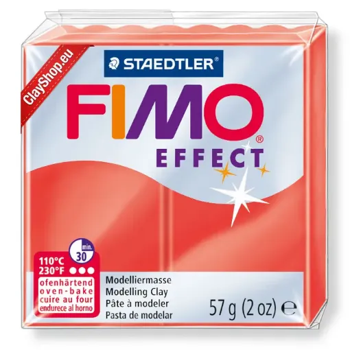 Imagen de Arcilla polimerica pasta de modelar FIMO Effect *57grs. Translucido color 204 Red Rojo