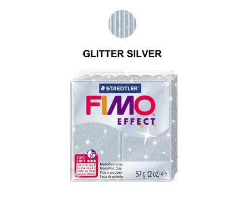 Imagen de Arcilla polimerica pasta de modelar FIMO Effect *57grs. Glitter color 812 Silver Plata