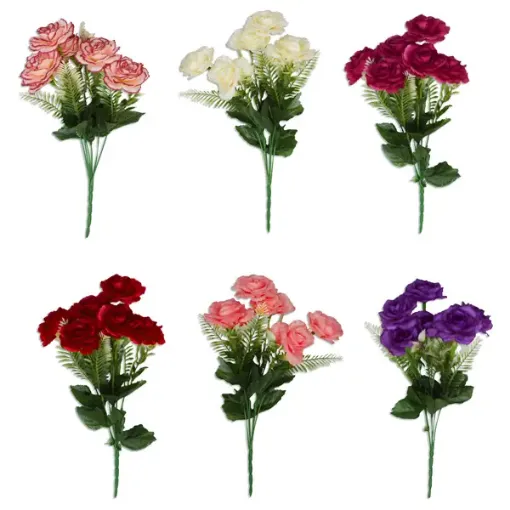 Imagen de Flor artificial ramo de rosas x7 ET1405 6 colores diferentes