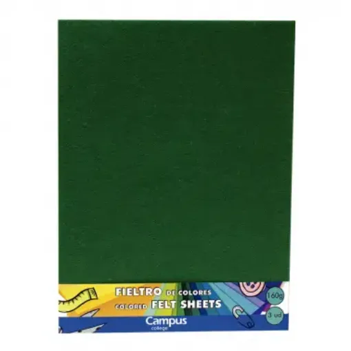 Imagen de Fieltro para manualidades de 160grs. CAMPUS de 23.5*30.5cms. color verde *3 unidades