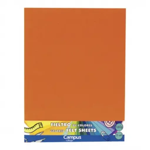Imagen de Fieltro para manualidades de 160grs. CAMPUS de 23.5*30.5cms. color naranja *3 unidades