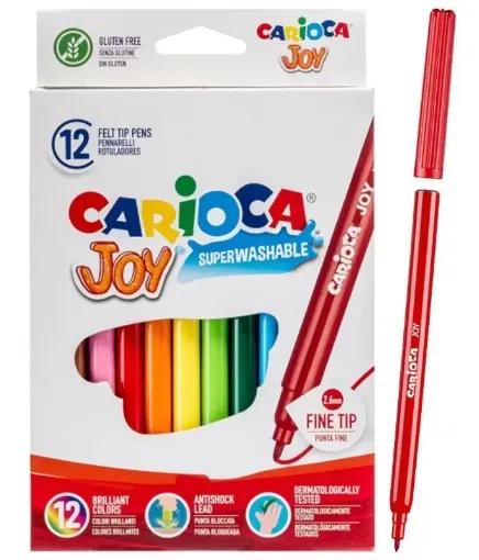 Imagen de Marcadores "CARIOCA" finos Joy superlavables Estuche de 12 colores