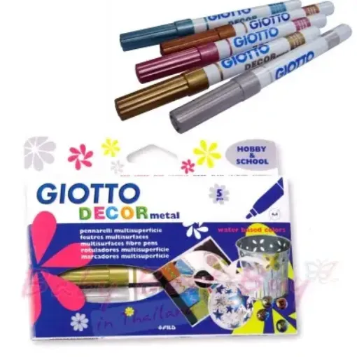 Imagen de Marcadores permanentes DECOR METAL "GIOTTO" en caja de 5 colores