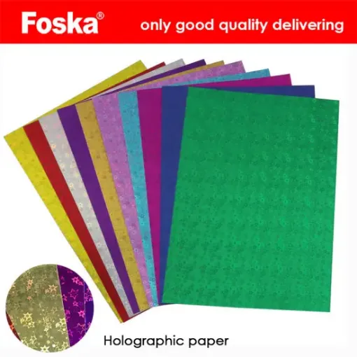 Imagen de Cartulina holograma de 250grs. FOSKA set *10 hojas A4 varios colores