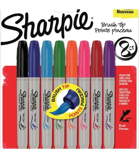 Imagen de Marcadores permanentes "SHARPIE" Brush punta pincel set de 8 colores