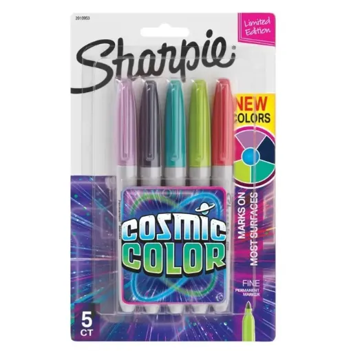 Imagen de Marcadores permanentes "SHARPIE" set de 5 colores Cosmicos de punta fina