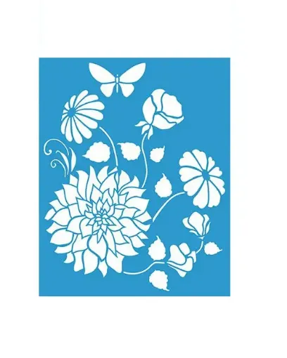 Imagen de Stencil marca "LITOARTE" de 20x25cms. cod.STR-008 flores mariposa