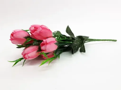 Imagen de Ramo de flores artificiales pimpollos de rosas de 30cms color rosado