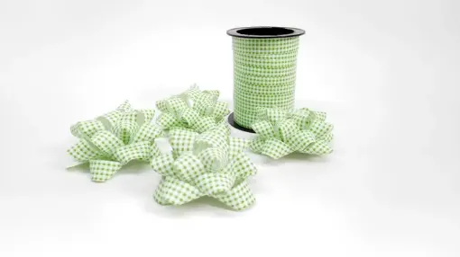 Imagen de Set de cinta y cocardas a cuadros RB9635 color verde